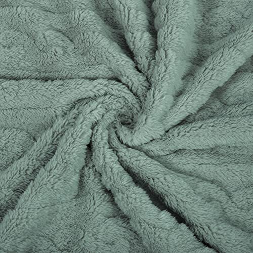 Image of HOMRITAR 3D Green-Celadon Fleece Fluffy Fuzzy Baby Blanket for Boys Girls | Soft Cozy Warm Bed Throw Blanket for Infant Toddler Shower Gift Nursery Crib Stroller All Season 30 x 40 Inch