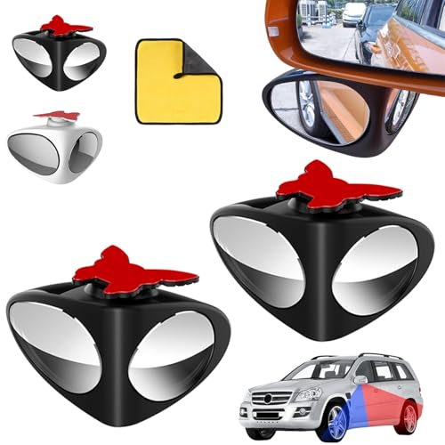 HD Car Blind Spot Elimination Mirror - 360°Rotatable, Rain/Fog Resistant, Blind Spot Mirror for Car, Side Miror Blind Spot, Rear View Eliminator Detection System, Universal Fit (Black-Left)