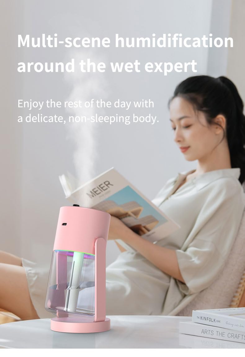 Humidificador Starry Sky: giratorio, luz de cielo estrellado, puerto USB, silencioso, compacto y eficiente.