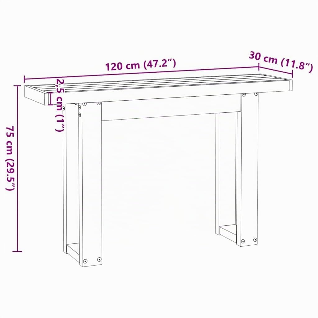 vidaXL Mesa Consola NOAIN Patas en U Madera Maciza Pino 120x30x75 cm, Mesa de recibidor, Mesa Consola de Pasillo, Soporte de Pasillo, Mesa de Pasillo