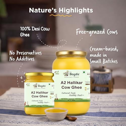 Image of The Bagdi's Organic A2 Hallikar Cow Ghee | Bilona Method | 100% Natural, Handmade (1000ml)