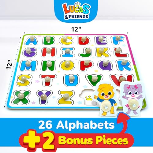 abc puzzle for toddlers wooden montessori toys for baby boys and girls abc alphabets learning for toddler educational alphabet learning toys peg puzzle board for preschool kids by lucas amp friends