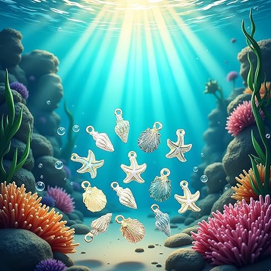 13 Pcs Starfish Conch Sea Shell Pendants Mixed Random DIY Charms Sea Necklace Pendant for Women Jewelry Creative Jewelry Making Handmade Nautical Ocean Shell Enamel Craft Charms Accessory - Image 6