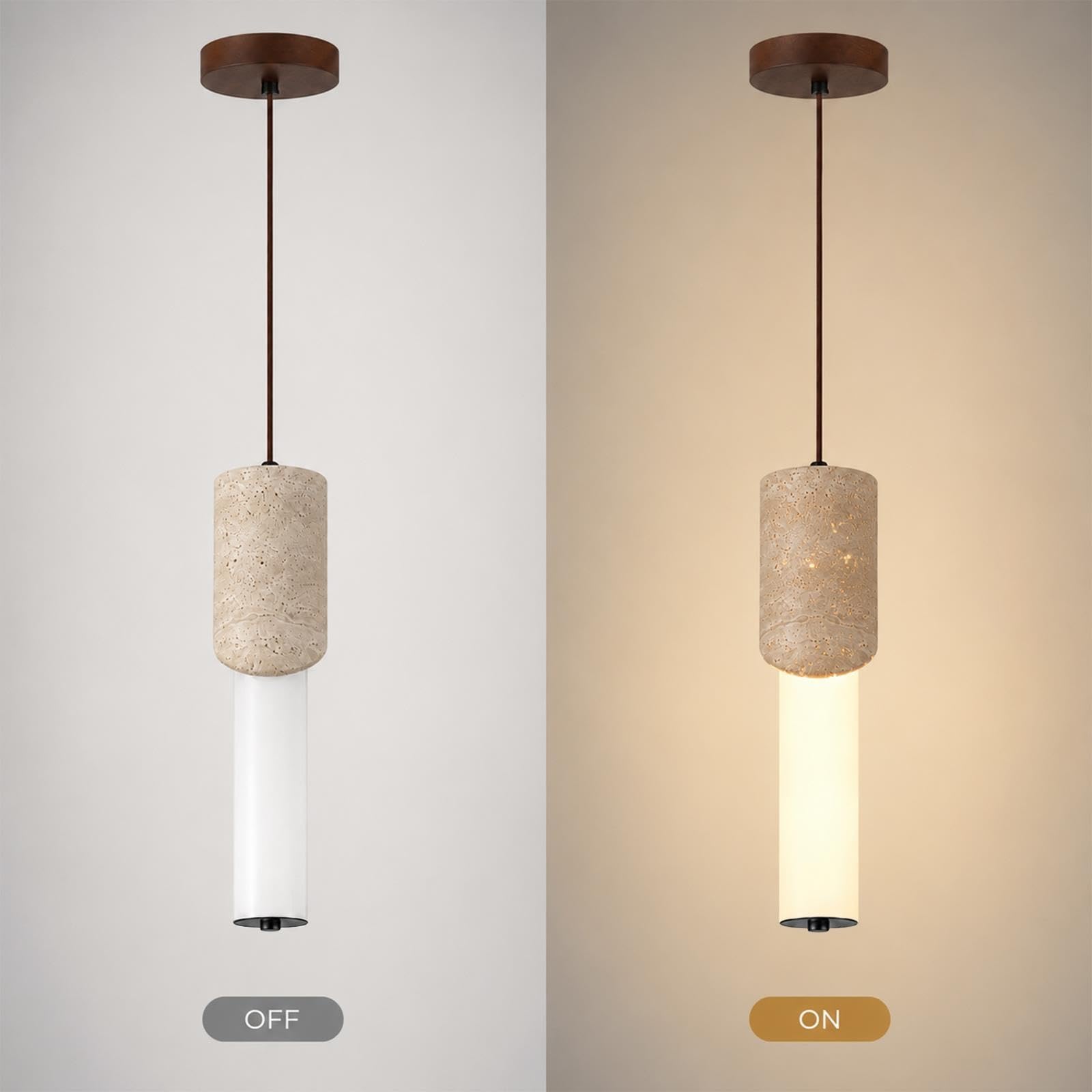 Lampade a sospensione in travertino giallo stile giapponese