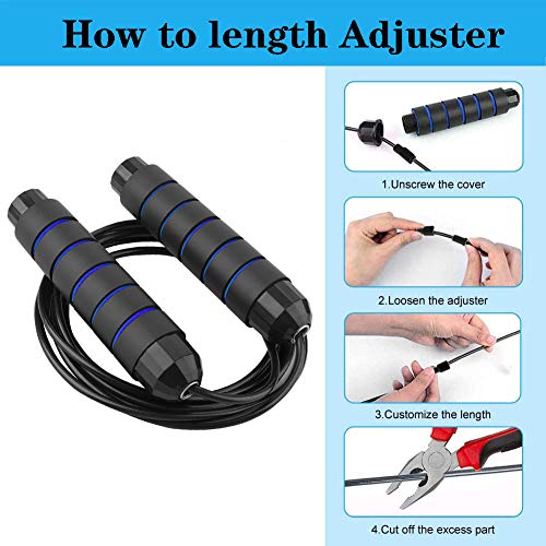 Cuerda para saltar, profesional y ajustable de velocidad, con mango de espuma de memoria y rodamientos de bola, cuerda para fitness, ejercicio, crossfit, MMA - Imagen 4