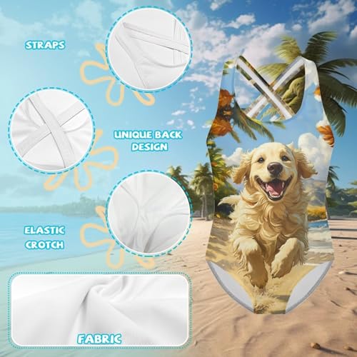 Image of One Piece Swimsuit Girls Cross-Back Bathing Suit 5-14Y Kids Swimwear Cute Swimsuits Sleeveless Bathing Suits