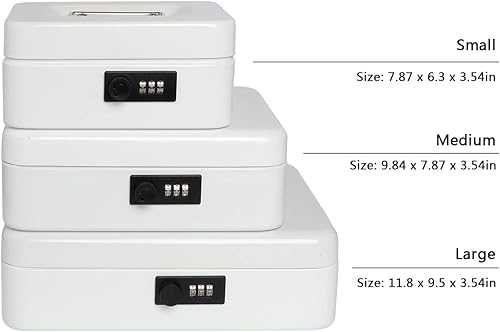 Miniatura 7 de Kasten Caja de efectivo con cerradura de combinación, caja de efectivo de metal con bandeja de dinero, 7.87 x 6.30 x 3.54 pulgadas, rosa pequeño