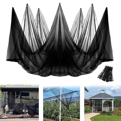 Mückennetz Bett, 3 m x 6 m Moskitonetz Bett, Schwarz Moskitonetz, Wiederverwendbar Mückennetz, Mosquito Net, Fliegennetz Bett Geeignet zum Überdachen von Pavillons Schwimmbädern Balkonen usw
