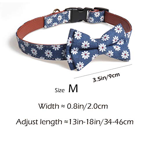 Dog Collar Bow Tie, Comfy Dog Bowtie Collar, Adjustable Printed Flower Leather Breakaway Collars For Small Medium Large Dogs #TOP2