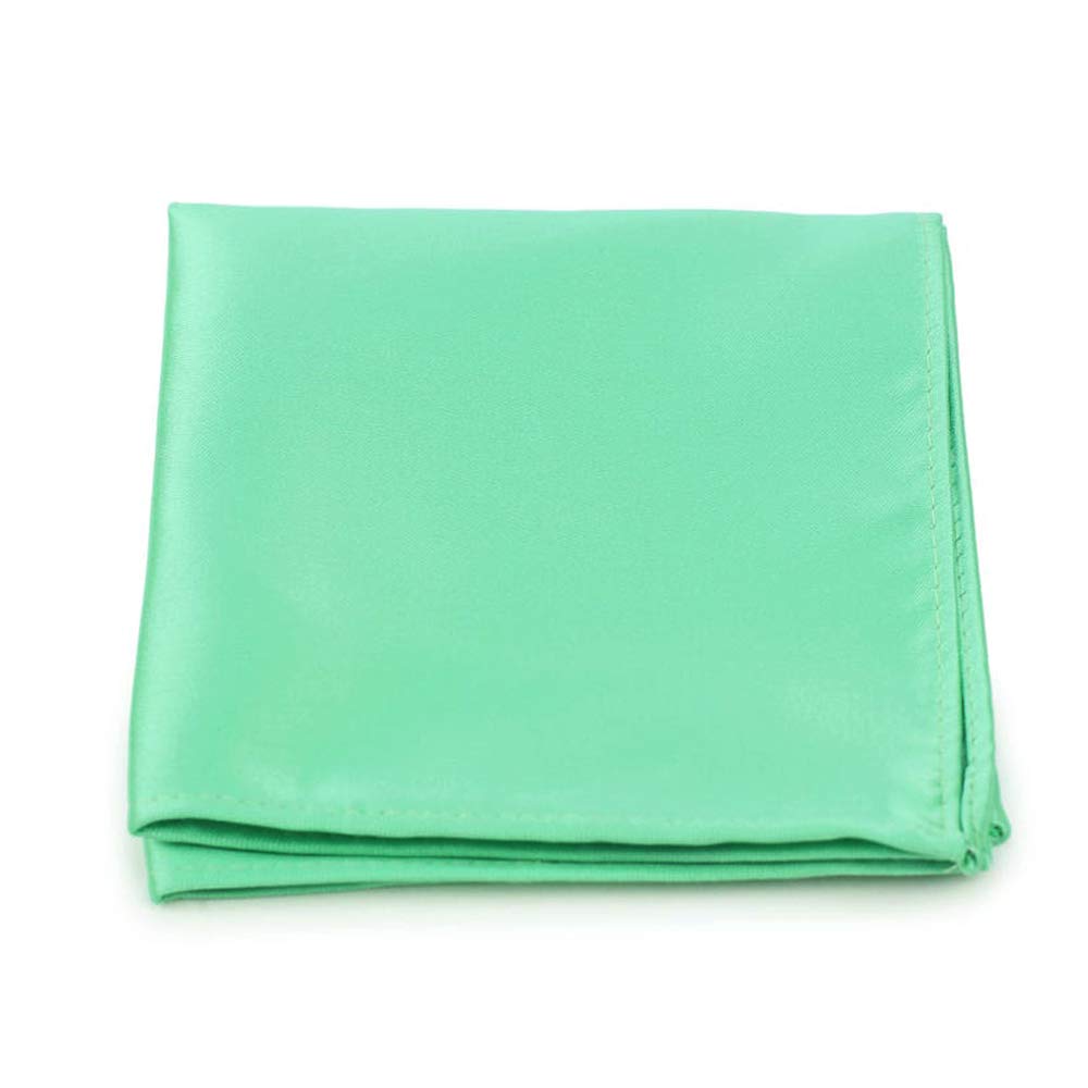 Mint Green Premium Mens Solid Micro Fiber Silk Satin Pocket Square Wedding Handkerchiefs-image-29