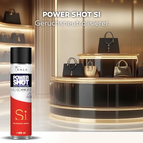 KALA - Geruchsneutralisierer für Räume POWER SHOT, Geruchsentferner für Große Flächen ca. 200 m3, Lufterfrischer mit Aktiver Neutralisator für alle Räume - Duft Si, 600 ml