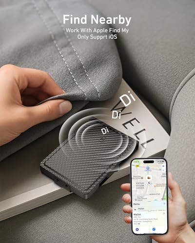 Smart Tracker Wallet for Men | RFID Blocking | Find My Compatible (iOS 14.5+) | Replacement for AirTag Wallet | Slim Bifold with Money Clip | 8 Card Holder & ID Window | Carbon Black2