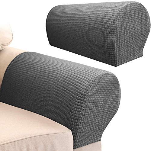 SXNING Stretch Armrest Covers Spandex Arm Covers for Chairs Couch Sofa Armchair Slipcovers for Recliner Sofa 2pcs (Grey)