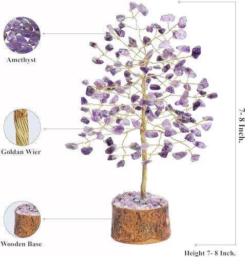 Image of ZAICUS Amethyst Crystal Tree of Life Feng Shui Money Tree 7-8 Inch