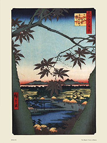 Hiroshige - Póster japonés con diseño de árbol de arce
