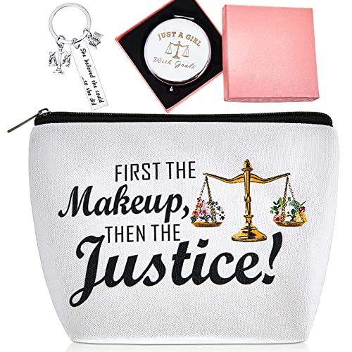 3 Law Graduation Gifts for Women Attorneys - Funny Lawyer Keychain, Cosmetic Bag, Makeup Mirror & More