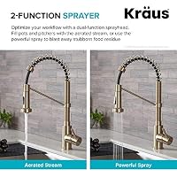 KRAUS Bolden Küchenarmatur im kommerziellen Stil, 2 Funktionen, Einhebel-Küchenarmatur zum Herunterziehen, fleckenfreier antiker Champagnerbronze, KPF-1610SFACB – Ansicht 7