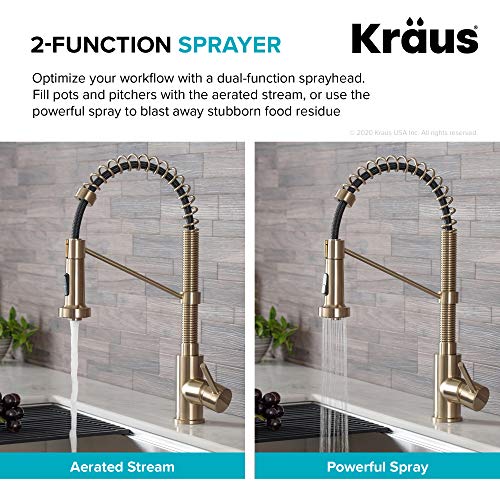 KRAUS Bolden Commercial Style 2-Function Single Handle Pull Down Kitchen Faucet in Spot-Free Antique Champagne Bronze, KPF-1610SFACB by Kraus - Image 8