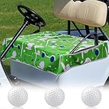 AceOrbit Microfiber Golf Cart Seat Cover with 3 Practice Golf Balls Gifts, 51''x31'' Seat Towel Cushions Blanket Compatible with Car Ezgo Icon Accessories(Green,Classic Pattern)