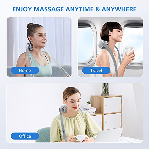 Comfier Shiatsu Neck Massager With Heat,Portable Back Massage Pillow,Cordless Neck Massager For Neck Pain,Rechargeable Should Massager With 2 Massage Modes,Gifts For Her&Him,Travel,Office,Home Use #TOP4