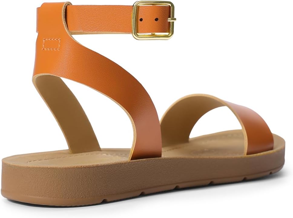 DREAM PAIRS Women’s One Band Ankle Strap Buckle Flat Sandals - Image 4