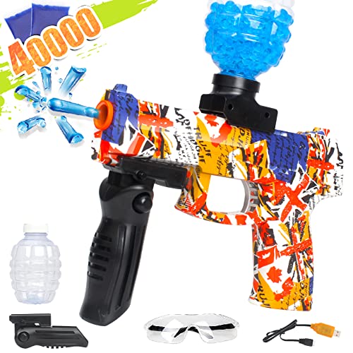 Gel Ball Splat Pistol, Splatter Water Ball, Full Auto Rechargeable Pistol Splat Toy With 40,000 Water Beads Ammo, Shooting Game Outdoor Toy, Idea Gift For Ages 8-12+ Years Old Boys Girls Teens Adults #TOP1