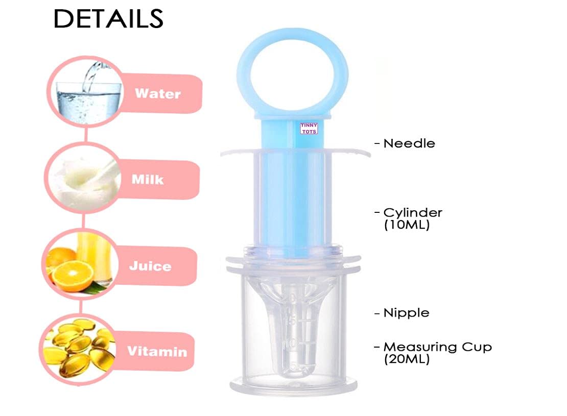 Tinny Tots Baby Smart Medicine Needle Feeder Squeeze Medicine Dropper Multi-Functional Teether with Protective Case (Blue) - Image 2 thumbnail