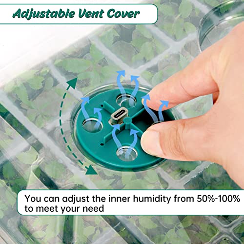 【2023 Upgraded】2 Packs Reusable Seed Starter Kit With Grow Light, 80 Cells Seed Starter Tray For Indoor Planting,Germination Kit For Seed Starting Trays With Humidity Dome And Base (40 Cells Per Tray) #TOP4