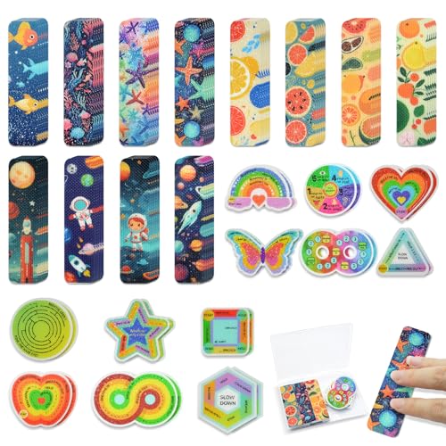 48 Pieces Anxiety Sensory Stickers with 2 Textured Stickers-Sensory Stickers for Kids & Adults - Anxiety Relief Sensory Strips for Office & Classroom Must Haves
