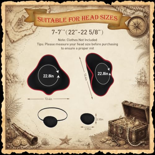 kitsezt Men Pirate Costume, Adult Pirate Shirt Vest Viking Pants Hat Set - image 4