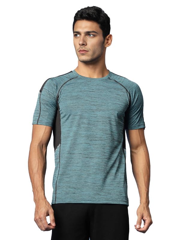 Image of CHKOKKO Men's Quick Dry Half Sleeve Regular Fit Lightweight Round Crew Neck Active Sportswear Gym T-Shirt for Workout Training Running and Fitness Activities Seagreen 5XL