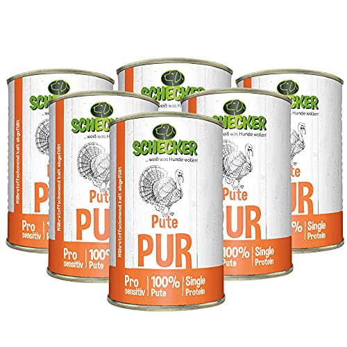 Produktbild von Schecker Nassfutter 100% Pute PUR getreidefrei - 6 x 410 g