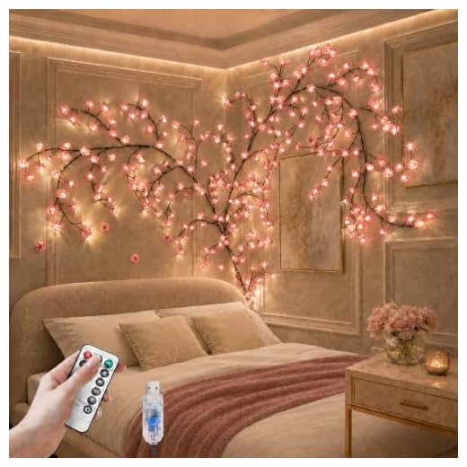 Cherry Blossom Willow Vine LED Tree Branch Lights 4FT 48 LED for Wall Decor