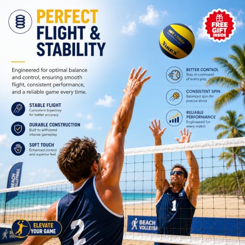 Image of Vinex Soft Touch Volleyball Official Size 5, Hygroscopic PU Leather, Lightweight Recreational Training Ball for Indoor and Outdoor, Court Beach Play, High Retention Butyl Bladder for All Ages