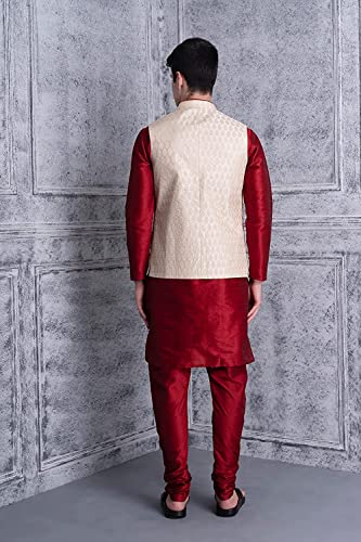 Image of Uri and MacKenzie Men's Silk Blend Kurta Pajama with Designer Ethnic Nehru Jacket /Modi Jacket