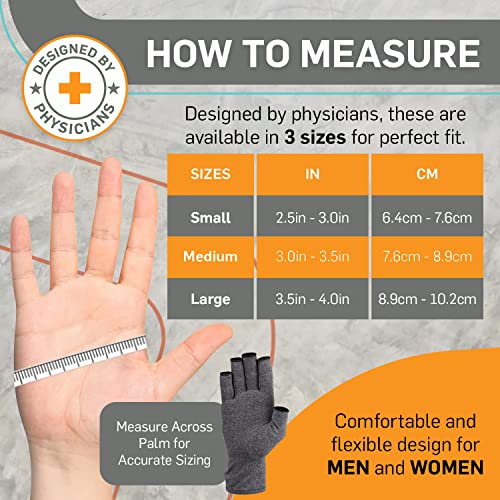 Braceasy Compression Gloves: Open-Fingertip Arthritis Gloves; Fingerless Gloves Men & Women; Open Finger Gloves, Ideal As Carpal Tunnel Gloves, Raynauds Gloves, Hand Brace For Arthritis [Grey, Medium] #TOP1