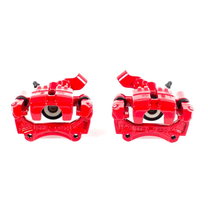 Image of PowerStop Rear Red Powder Coated Brake Caliper Pair for Mazda Miata 2001-05 - High-Temp Brake Caliper Upgrade, S2738