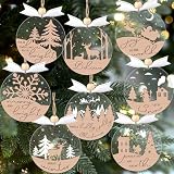 GuassLee 28pcs Winter Christmas Hanging Ornaments for Tree - 3D Wooden Acrylic Christmas Cutouts Reindeer Snowman Snowflake Ornaments for Xmas Tree Gifts Winter Party Supplies
