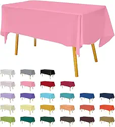 Toalha de mesa de plástico premium 137 cm x 277 cm. Capa de mesa retangular - rosa