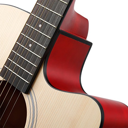 Image of Acoustic Guitar 41 inch Full Size Cutaway Steel String Folk Guitar for Beginners, Adults with Gig Bag, Extra Strings and Polishing Cloth GU-2 (Cutaway)