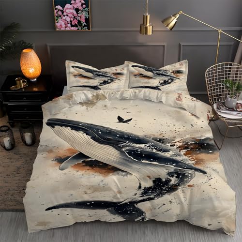 Housse de couette 200x200 cm avec 2 taies d'oreiller La Baleine Bedding - 3