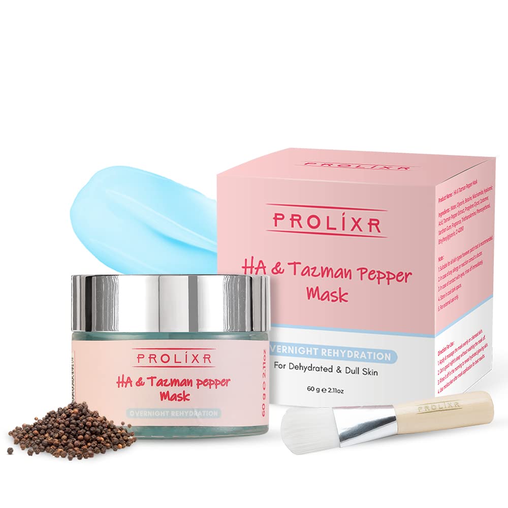 Hyaluronic Acid & Tazman Pepper Overnight Rehydration Mask | Face Mask For Glowing Skin | Exfoliating Face Mask For Men And Women - Face Mask For Oily Acne Prone Skin | Night Face Mask 60gm