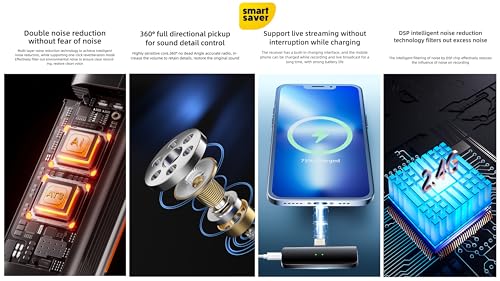Image of Smart Saver Wireless 2 Microphone for iPhone iPad Android, Mini Lavalier Mic with Noise Cancellation, 20H Battery, Wireless Microphone for iPhone, Android, PC (2 mic + 2 Receiver + Charging Case)