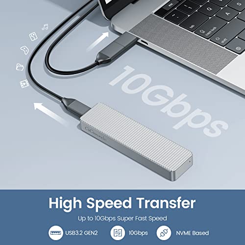 GiGimundo M.2 NVMe & SATA Enclosure, Dual-Protocol SSD Enclosure USB 3.2 Gen2 10Gbps, NVMe External Caddy Support UASP & TRIM, M.2 Caddy for M/B+M Key SSD 2230/2242/2260/2280, silver - Image 2