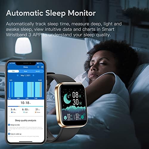AcclaFit Smart Watch Fitness Tracker with 24/7 Heart Rate, Blood Oxygen Blood Pressure and Sleep Monitor, Full Touch 5 ATM Waterproof Smartwatch, Step Counter Watch for Women Men Kids