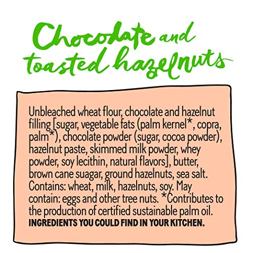 Michel et Augustin Gourmet Chocolate Cookie Squares | Individually Wrapped European Cookie Bars | Milk Chocolate & Hazelnut | 18-Bar Pack | 4 French Shortbread Cookies per Bar