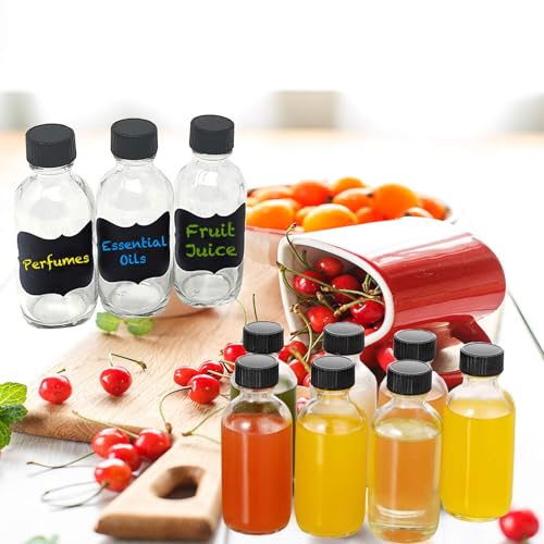 Bigingjia 12-Pack 60ml Shot Bottles with Lids,Mini Clear Glass Bottles with Funnels,Labels,Small Glass Jars with Lids.Perfect for Ginger Travel Shots Juice - Image 4