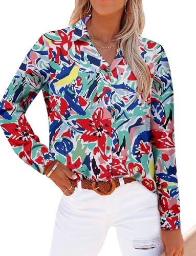 Image of Magritta Long Sleeve Shirts for Women Fashion Button Down Blouse Tops