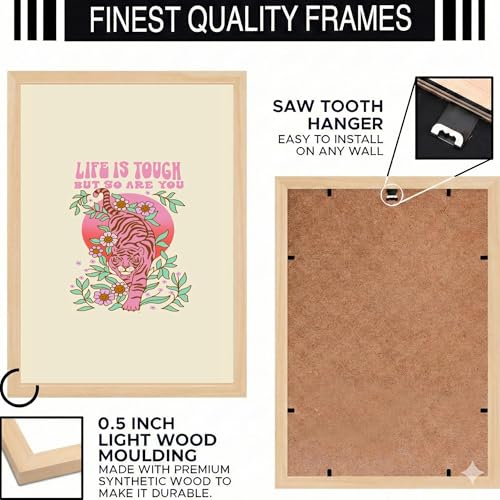 Image of BLINKART Flower Market Aesthetic Modern Art Walls With Frame | Natural Wood Texture | Living Room Bedroom Office Wall Decoration | Poster Home Decor Frames Wall Bedroom | 12x8 Inches (D551)