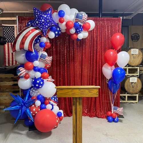 Image of HXBELTQ Red White and Blue Balloons, 55Pcs Red and Blue Confetti Balloons for 4th of July Decorations Independence Day Patriotic USA Party Anniversary